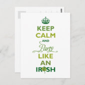 Saint Patrick Keep Calm en party als een Ier Briefkaart (Voorkant / Achterkant)
