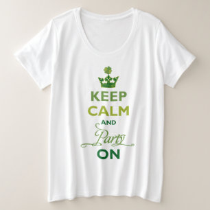 SAINT PATRICK Keep Calm Party op de Ierse Shamrock Grote Maat T-shirt