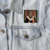 Saint Patrick met Raised Hand Vierkante Button 5,1 Cm (In situ)