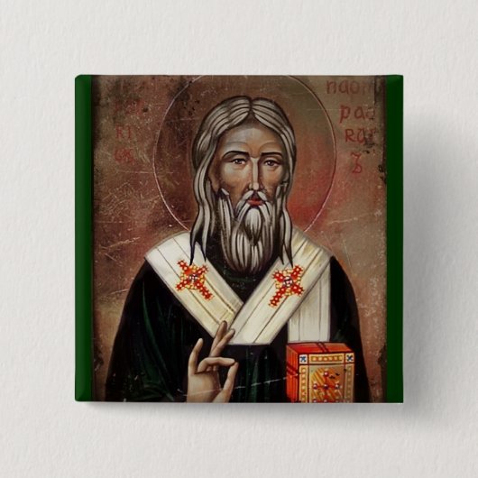 Saint Patrick met Raised Hand Vierkante Button 5,1 Cm (Voorkant)