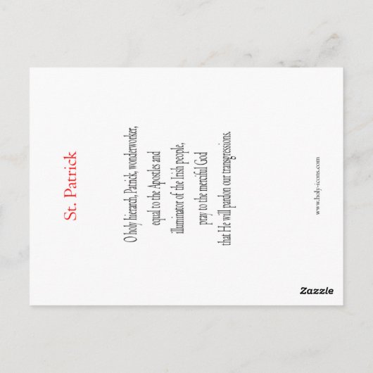 Saint Patrick Prayer Card Briefkaart (Achterkant)