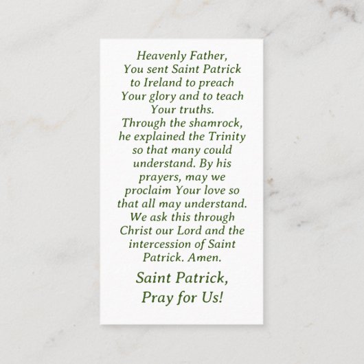 Saint Patrick Prayer Kaart Contactkaartje (Achterkant)
