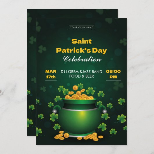 Saint Patrick’s Day Celebration Party Invitation Kaart (Voorkant / Achterkant)