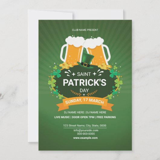 Saint Patrick’s Day Party Invitation Kaart (Voorkant)