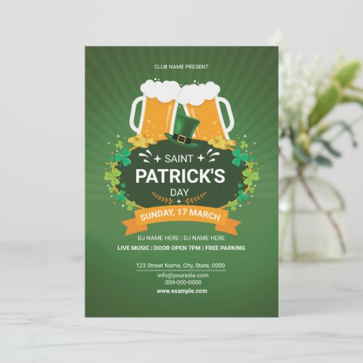 Saint Patrick’s Day Party Invitation Kaart (Staand voorkant)