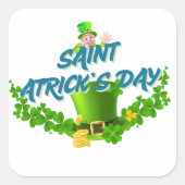 Saint Patrick’s Day Shirt – Lucky Leprechaun Hat & Vierkante Sticker (Voorkant)