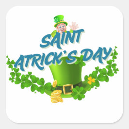 Saint Patrick’s Day Shirt – Lucky Leprechaun Hat & Vierkante Sticker