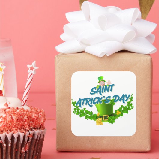 Saint Patrick’s Day Shirt – Lucky Leprechaun Hat & Vierkante Sticker (Feest)