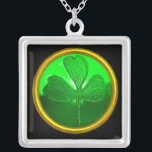 SAINT PATRICK SHAMROCK , oranje Zilver Vergulden Ketting<br><div class="desc">Elegant,  uniek hemeltje met een springgem-steen en shamrock inset voor St.Paddy's Day ("St. Patty"). Zeer nauwkeurige modellering en rendering van verpleegkundigen door Bulgan Lumini (c).Deel van de serie Hyper Talismans.</div>