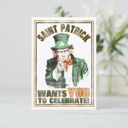 Saint Patrick WIL DAT U uitnodigingen tot het vier (Staand voorkant)