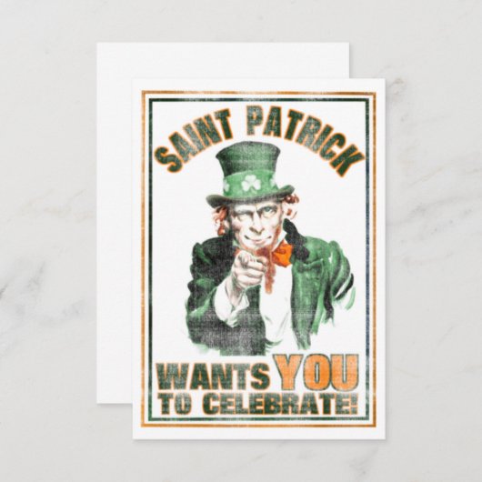 Saint Patrick WIL DAT U uitnodigingen tot het vier (Voorkant / Achterkant)