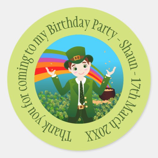 Saint Patrick's Birthday Boy Dank je Ronde Sticker (Voorkant)
