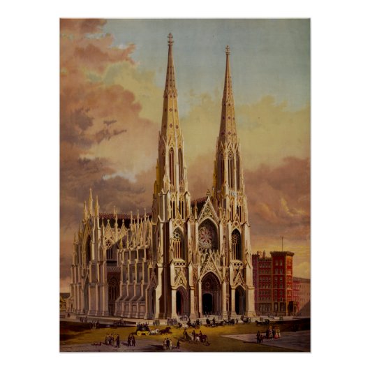 Saint Patrick's Cathedral in het centrum van Manha Perfect Poster (Voorkant)