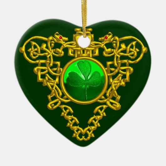 SAINT PATRICK'S CELTIC HEART- Shamrock Keramisch Ornament (Voorkant)