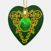 SAINT PATRICK'S CELTIC HEART- Shamrock Keramisch Ornament (Links)