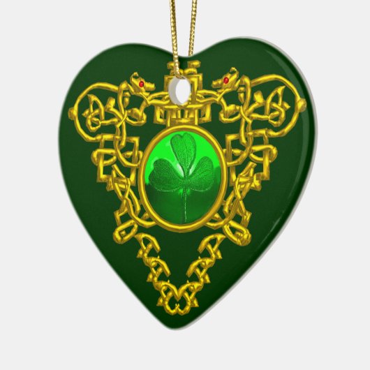 SAINT PATRICK'S CELTIC HEART- Shamrock Keramisch Ornament (Links)