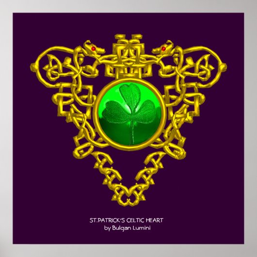 SAINT PATRICK'S CELTIC HEART,SHAMROCK,paars Poster (Voorkant)