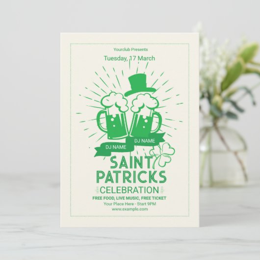Saint patrick's dag uitnodiging flyer sjabloon (Staand voorkant)