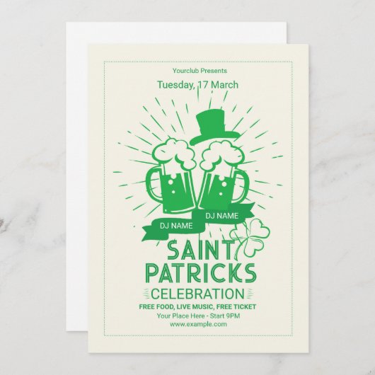 Saint patrick's dag uitnodiging flyer sjabloon (Voorkant / Achterkant)