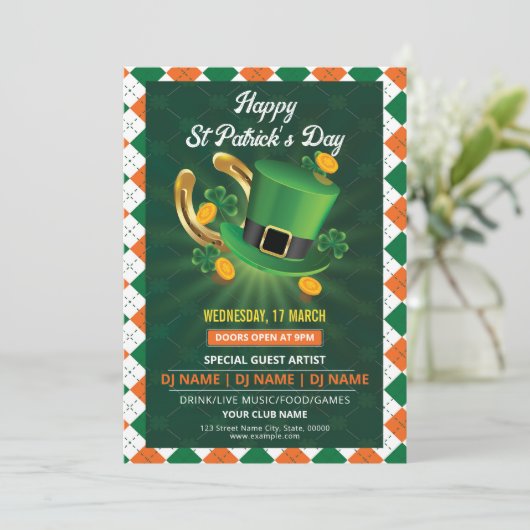 Saint patrick's dag uitnodiging flyer sjabloon (Staand voorkant)