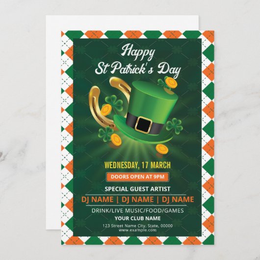 Saint patrick's dag uitnodiging flyer sjabloon (Voorkant / Achterkant)
