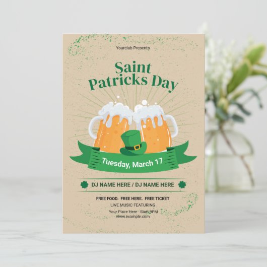Saint patrick's dag uitnodiging flyer sjabloon (Staand voorkant)