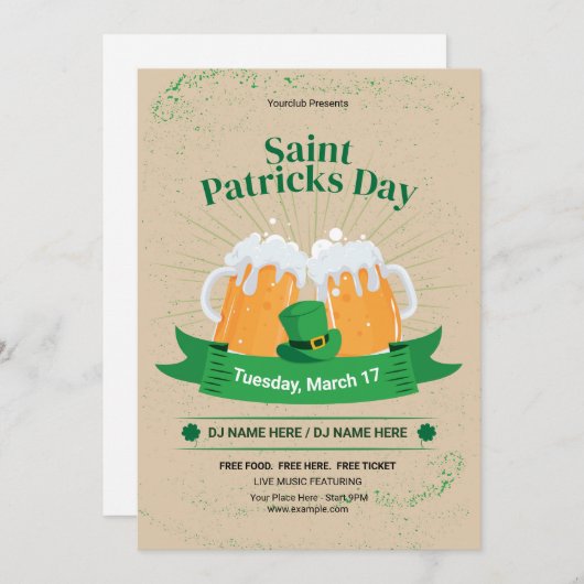 Saint patrick's dag uitnodiging flyer sjabloon (Voorkant / Achterkant)