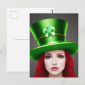 Saint Patricks Dag Vrouw Briefkaart (Voorkant / Achterkant)