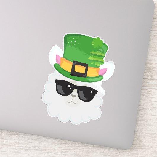 Saint Patrick's Day, Alpaca, Llama, Pet Leprechaun Sticker (Detail)