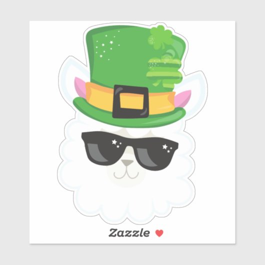 Saint Patrick's Day, Alpaca, Llama, Pet Leprechaun Sticker (Vel)