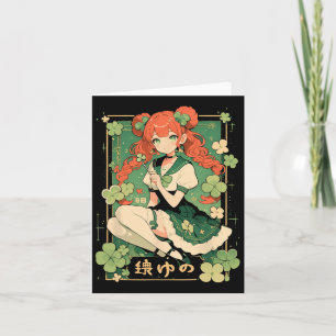 Saint Patricks Day Anime Girl Manga Green Kawaii C Kaart
