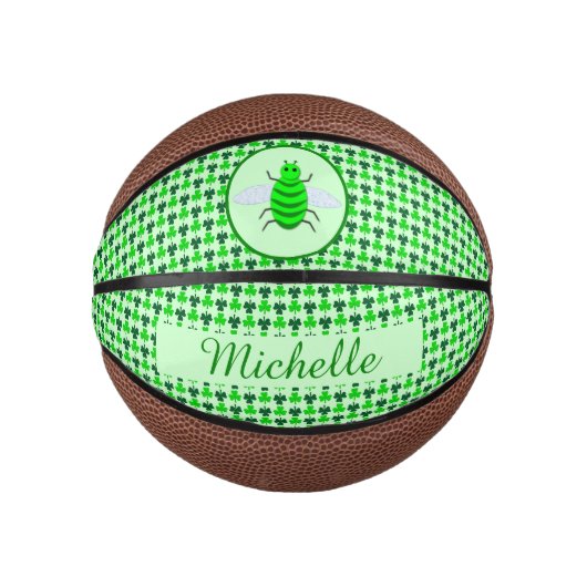 Saint Patricks Day Bee en Shamrocks Basketbal (Voorkant)
