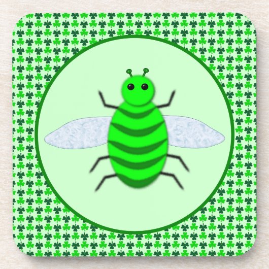 Saint Patricks Day Bee en Shamrocks Bier Onderzetter (Voorkant)