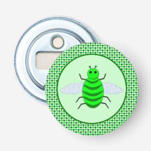 Saint Patricks Day Bee en Shamrocks Button Flesopener