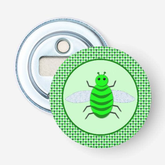 Saint Patricks Day Bee en Shamrocks Button Flesopener (Voorkant)