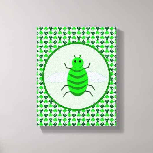 Saint Patricks Day Bee en Shamrocks Canvas Afdruk (Voorkant)