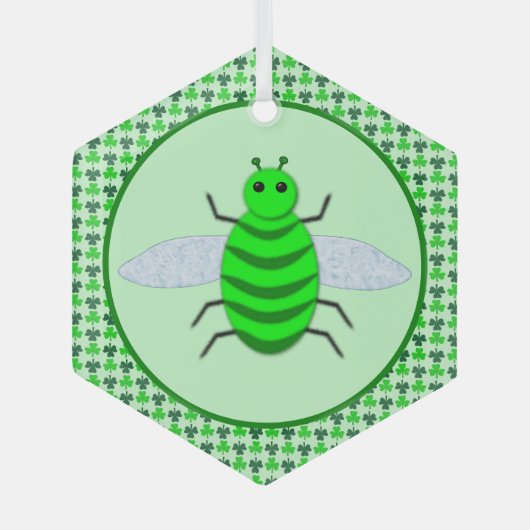 Saint Patricks Day Bee en Shamrocks Glas Ornament (Voorkant)