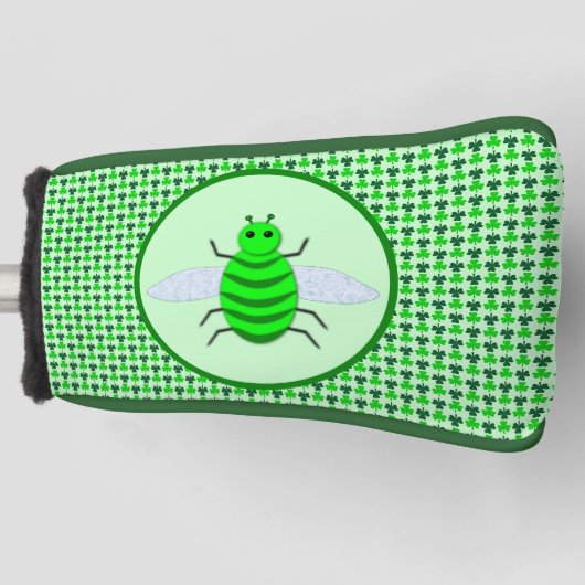 Saint Patricks Day Bee en Shamrocks Golfheadcover (Voorkant)