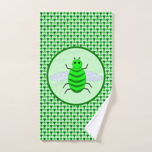 Saint Patricks Day Bee en Shamrocks Handdoek (Handdoek)