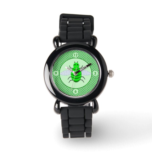Saint Patricks Day Bee en Shamrocks Horloge (Voorkant)