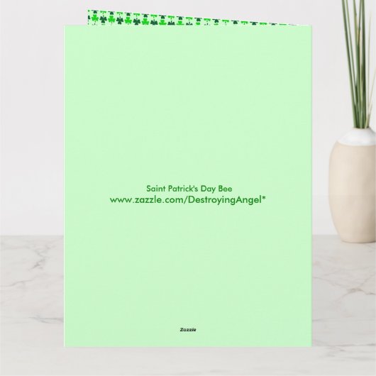 Saint Patricks Day Bee en Shamrocks Kaart (Achterkant)