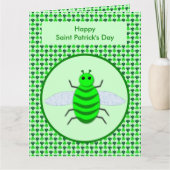 Saint Patricks Day Bee en Shamrocks Kaart (Voorkant)