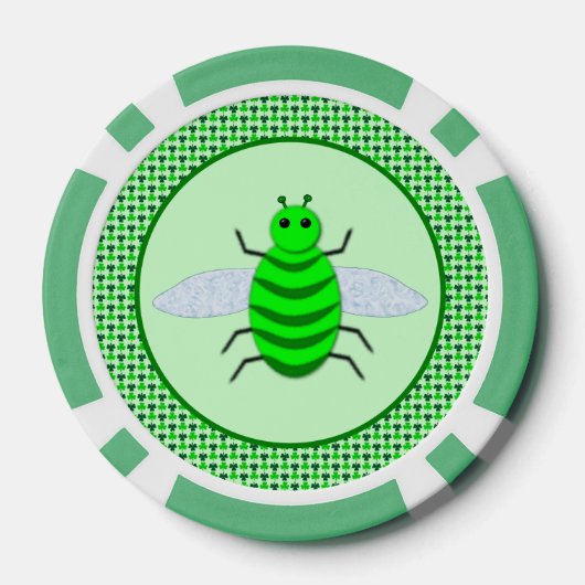 Saint Patricks Day Bee en Shamrocks Poker Chips (Achterkant)