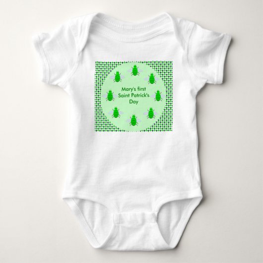 Saint Patricks Day Bee en Shamrocks Romper (Voorkant)
