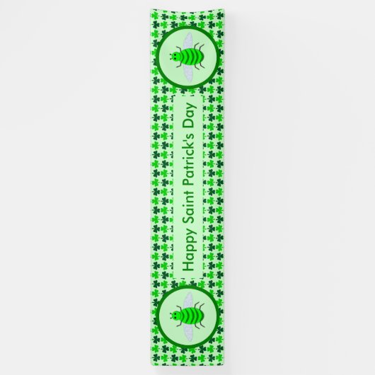 Saint Patricks Day Bee en Shamrocks Spandoek (Verticaal)