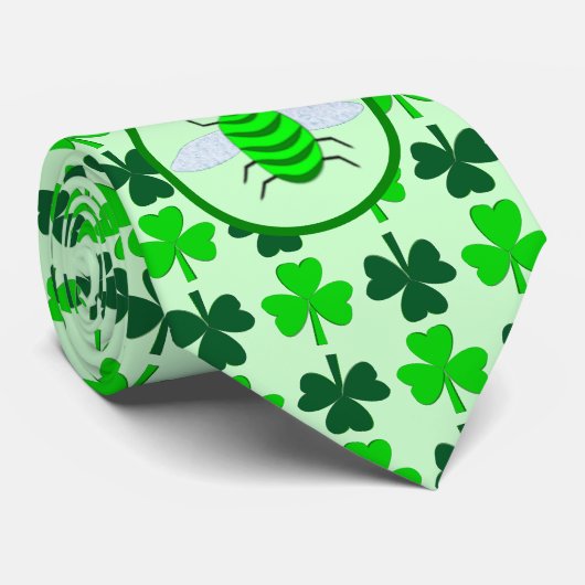 Saint Patricks Day Bee en Shamrocks Stropdas (Opgerold)