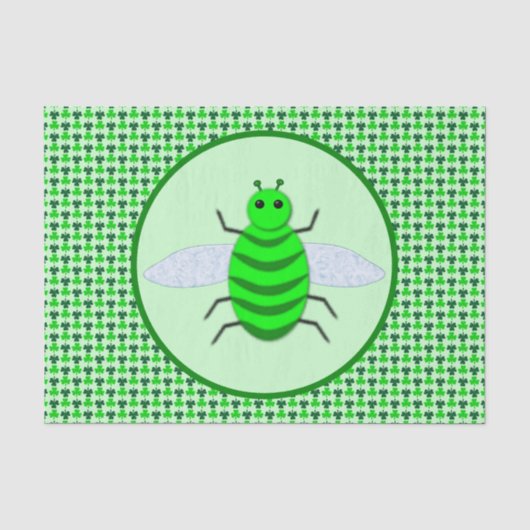 Saint Patricks Day Bee en Shamrocks Tissuepapier (Voorkant)