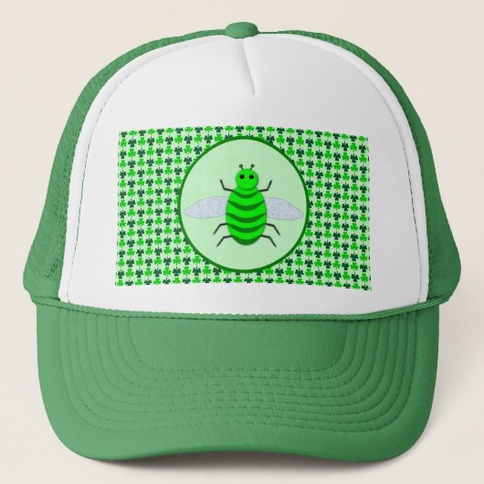 Saint Patricks Day Bee en Shamrocks Trucker Pet (Voorkant)