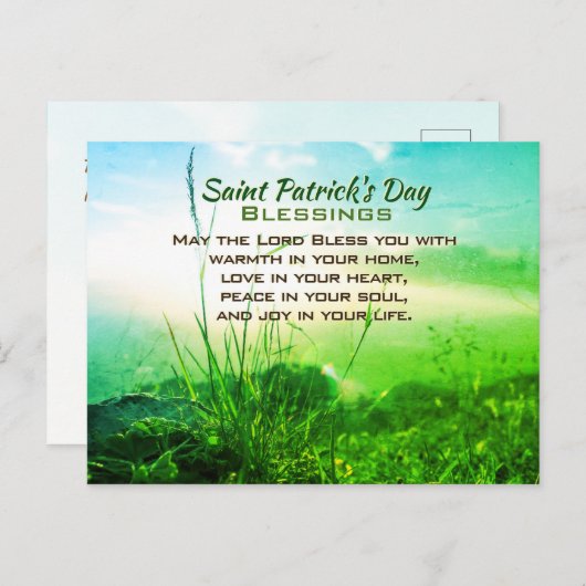 Saint Patrick's Day Blessings, Irish Prayer Briefkaart (Voorkant / Achterkant)