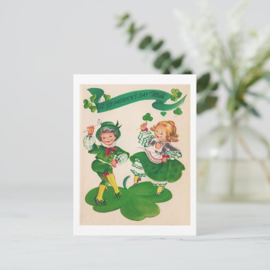 Saint Patrick's Day Boy & Girl,  Briefkaart (Staand voorkant)
